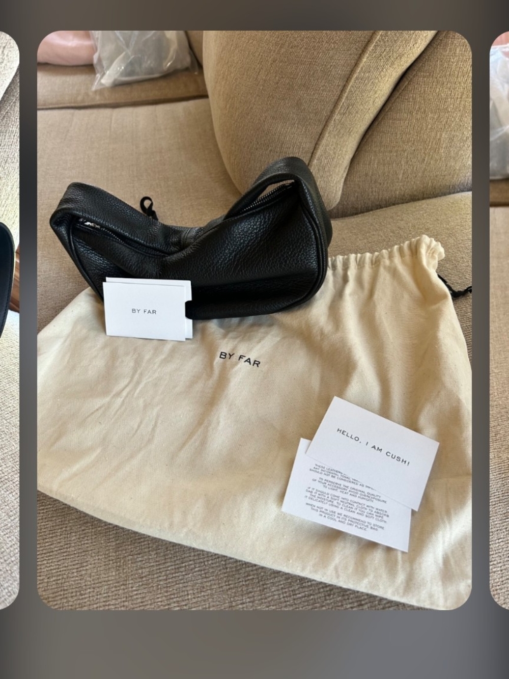 BY FAR Black Cush Mini Bag in Pebbled Leather